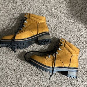 Burnt orange Lace-Up Ankle Boots